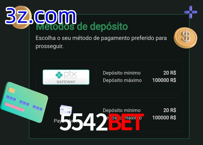 O cassino 5542Bet oferece uma grande variedade de métodos de pagamento
